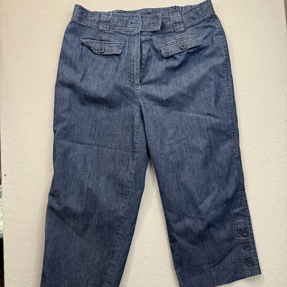Larry Levine Denim Capri Pants Womens 16W Crop Stretch Blue Jeans Runs Small Y2K